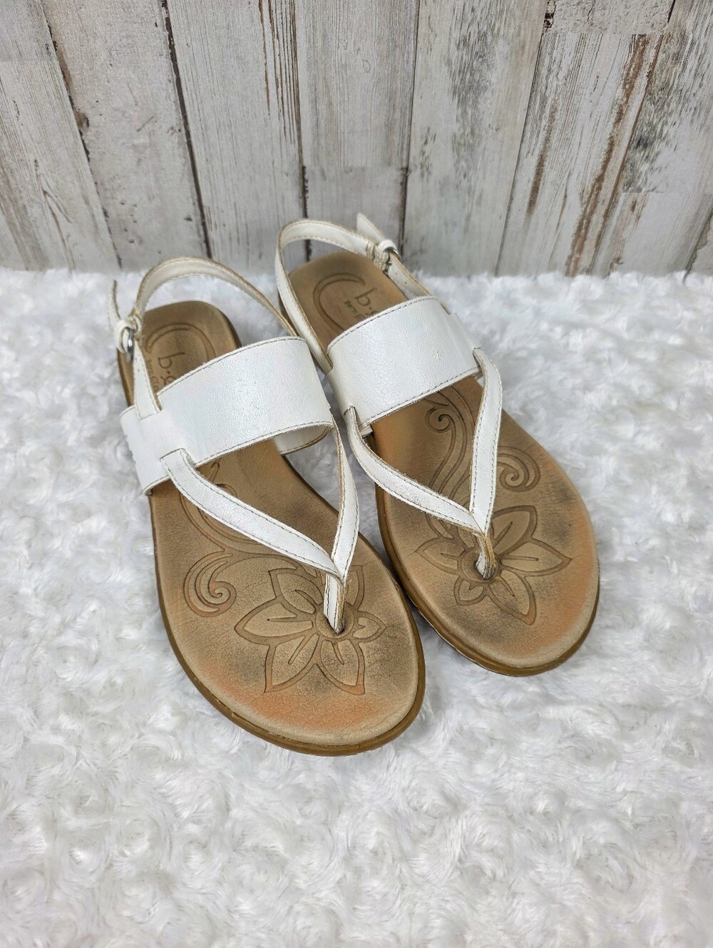 B.O.C White Sharin Open Toe Casual Slingback Sandals Size 7